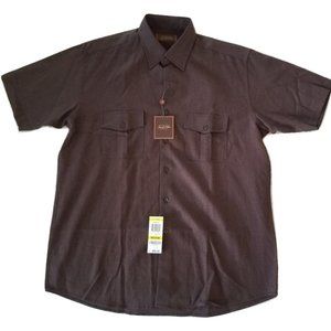 Tasso Elba men's brown button down casual shirt.